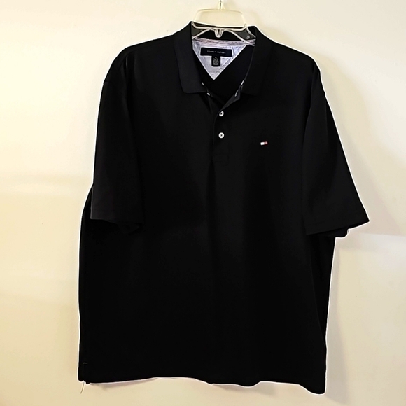 Tommy hilfiger mens black polo shirt. Henley w/3 buttons. NWOT. GOLF, BUSINESS - Picture 1 of 10